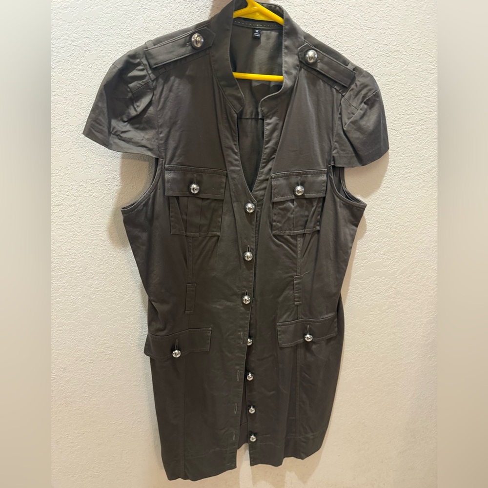 Express Charcoal Button-Up Dress